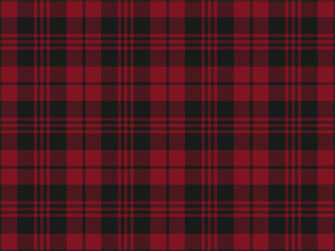 Tartan plaid pattern, crimson red gray tartan plaid seamless pattern. Classic Scottish plaid check fabric texture background for clothing design