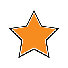 Obraz premium Orange star icon with bold outline flat vector design