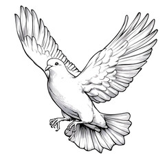 Fototapeta premium Graceful Dove in Black and White Skies