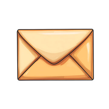 Cartoon Envelope Icon on White Background