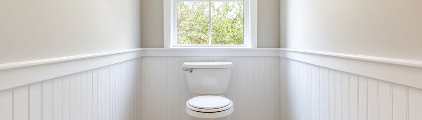 Minimalist Bathroom with Toilet and Window View, Clean Design, Natural Light, Interior, Home Decor, Toilet, Window