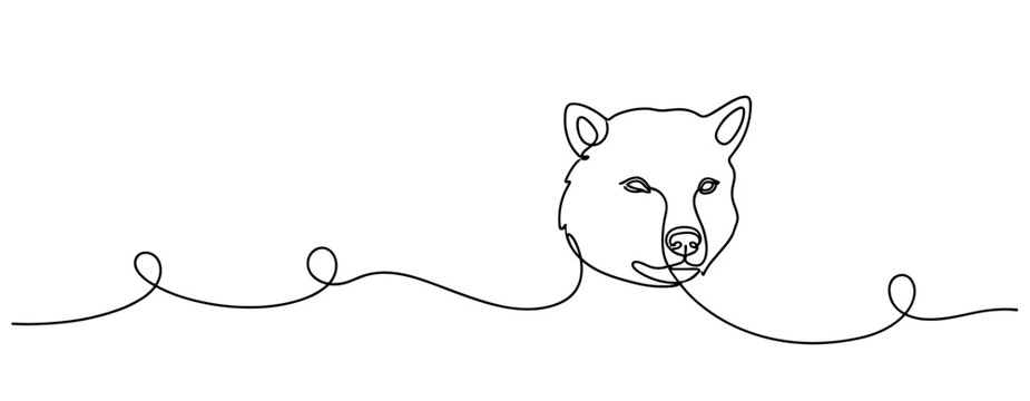 Minimalist continuous line drawing of wolf head with artistic flair. No editable stroke