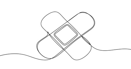 Obraz premium Minimalist continuous line art of two overlapping bandages. No editable stroke