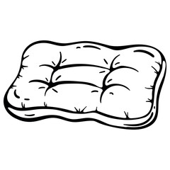 Inflatable Camping Pillow. Hand Drawn Icon, Doodle Travel Cushion Sketch
