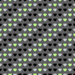 Agender pride flag heart pattern background with black, grey, white, and lime green hearts. Inclusive LGBTQ+ graphic for pride month, gender neutral identity, and non-binary awareness designs.
