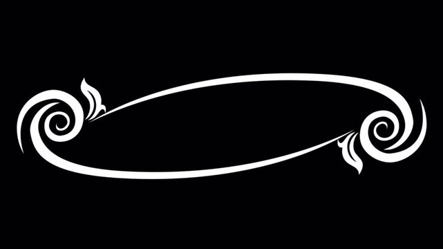 Elegant White Swirl Frame on Black Background for Text or Design.