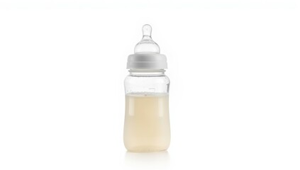 Naklejka premium A single empty baby formula bottle on a white background
