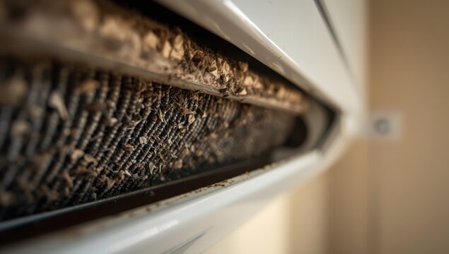 A soiled filter in a divided AC unit