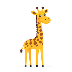 Adorable Giraffe Cartoon Character Vector Illustration