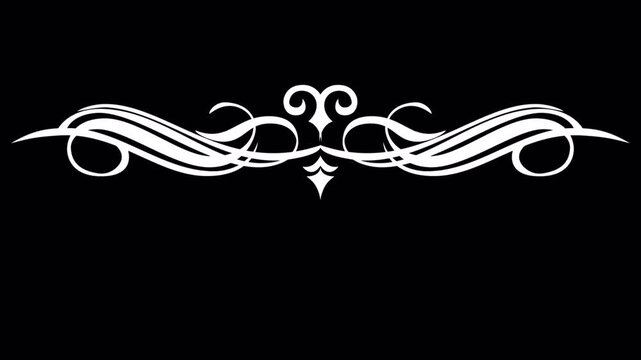 Elegant White Swirl Ornament on Black Background Decorative Design Element.