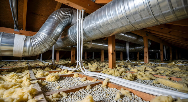 Attic Insulation and HVAC Ductwork Installation.