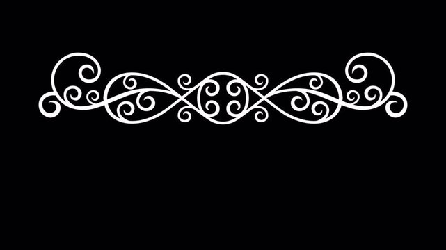 Elegant White Swirl Ornament on Black Background for Design Elements.