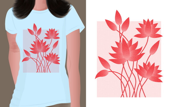 water lily flower bud t shirt print design. print on demand vector illustration nice effect red color 
water lily or lotus flower bud t shirt print design for light color background.	