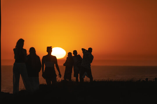 amigos, atardecer