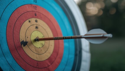 Archery target struck by an arrow