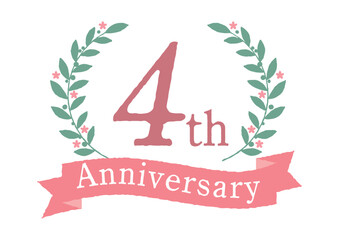 Fototapeta premium 月桂樹のかわいい4周年アイコン