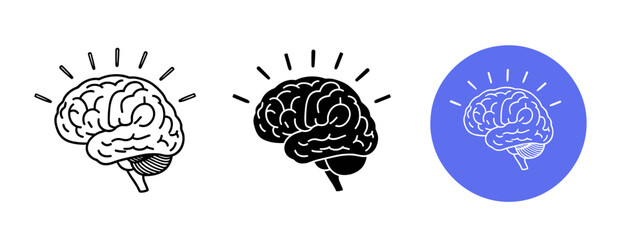 Fototapeta premium Abstract brain illustration in black and blue variations
