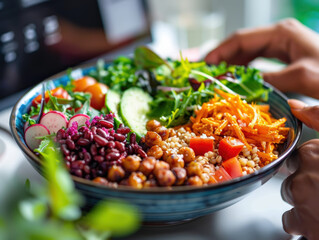Healthy Vegan Buddha Bowl with Fresh Vegetables