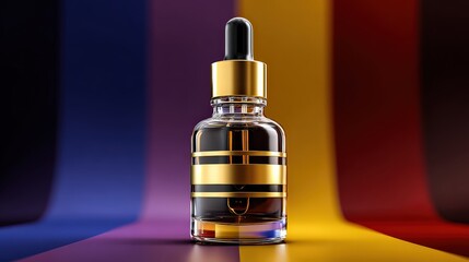 Naklejka premium Luxury Cosmetic Dropper Bottle on Colorful Background