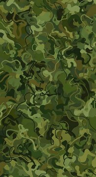 Abstract organic shapes create a dense, swirling military inspired camouflage background