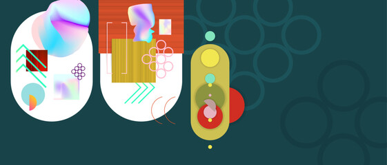 Futuristic gradients Maximalism 3D juicy summer abstract fluid creative banner, trendy bright neon colors with dynamic lines