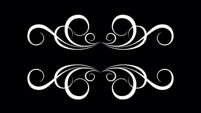 Elegant White Swirls and Flourishes on a Black Background.