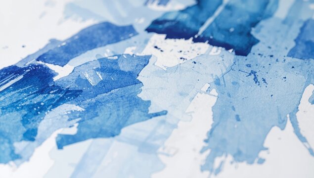 Blue blotches on a white background in abstract art