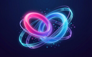 Neon Intertwined Rings Abstract Energy Loops With Pink And Blue Light Trails Glow Motion.