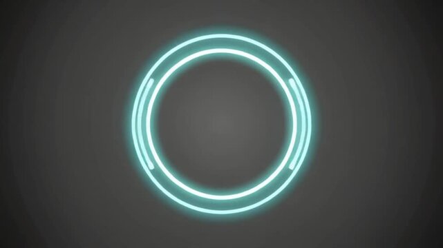 Glowing neon circle on dark background.