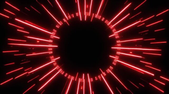 Red light streaks radiating from darkness.