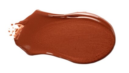 Fototapeta premium Brown circular nail polish stain on white background. Image from above