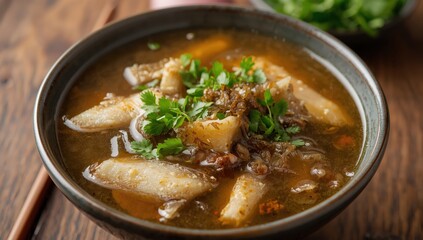 Bukeoguk: a seaweed soup with dried pollack and potatoes from Korea