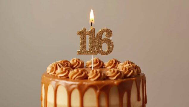 Cake for birthday with dulce de leche icing - 116th candle
