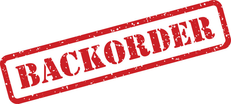 The word BACKORDER is visible in a distinct red rubber stamp style on a clean white surface