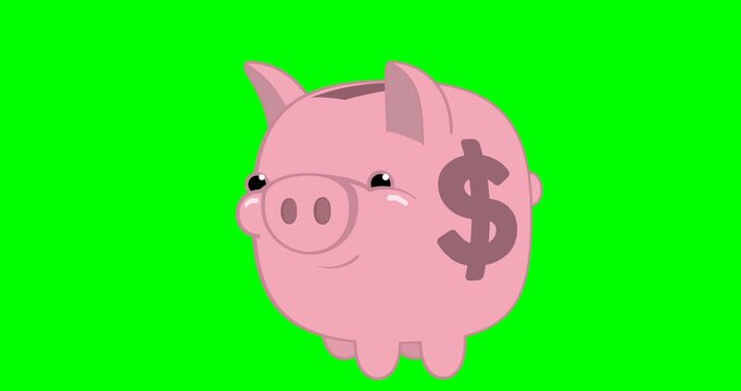 2d vector illustration of piggy bank for finance and investment concept, chroma key background.
