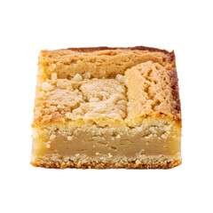 Crumbly textured dessert bar with gooey filling transparent background