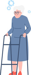 Cognitive problem icon. Old woman with mind disease