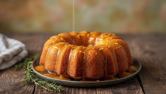 Citrus pound bundt cake with orange zest and maple syrup