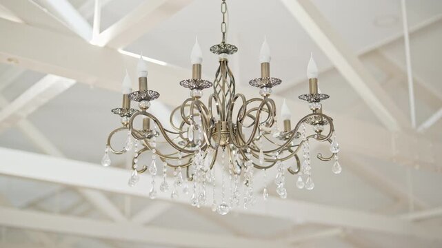 Elegant Crystal Chandelier in Luxury Event Hall Interior,5 August 2022