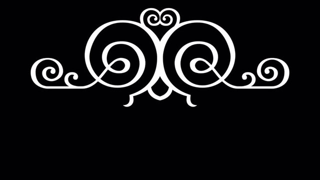 Elegant White Swirls and Ornate Flourishes on a Black Background.