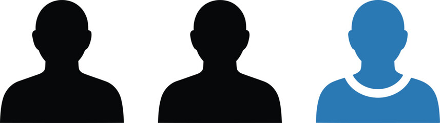 Three silhouetted figures with one figure highlighted in blue