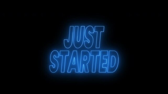 Just started text animation with a neon blue glow. 4k animated typography Great for futuristic designs, technology concepts, abstract backgrounds, and advertising videos.