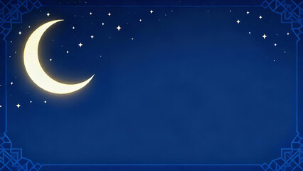 Fototapeta premium Ramadan night sky background with crescent moon and stars, perfect for social media and web banners.