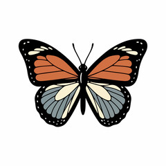 Flat Artistic Butterfly with Detailed Wing Pattern Insect Illustration © Khusnul