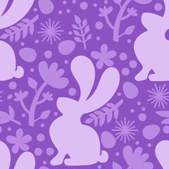 Naklejka premium Easter eggs seamless rabbits pattern for fabrics and linens and kids clothes print and spring party accessories