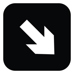 Arrow Icon Black Square &ndash; Down Right Direction Symbol for Navigation, Wayfinding, Interface Design, Building Signage, Office, Mall and Public Facility Information Systems