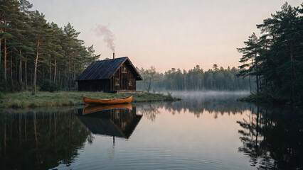 Obraz premium morning on the lake