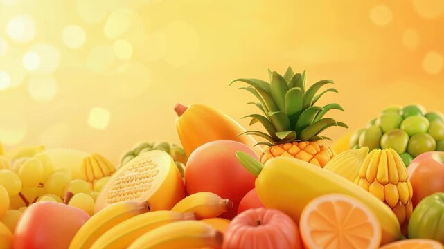 Fresh Harvest of Flavor: A vibrant array of tropical fruits, bursting with natural goodness and color, invites a sensory feast of tastes and textures. Capturing the essence of vitality and health