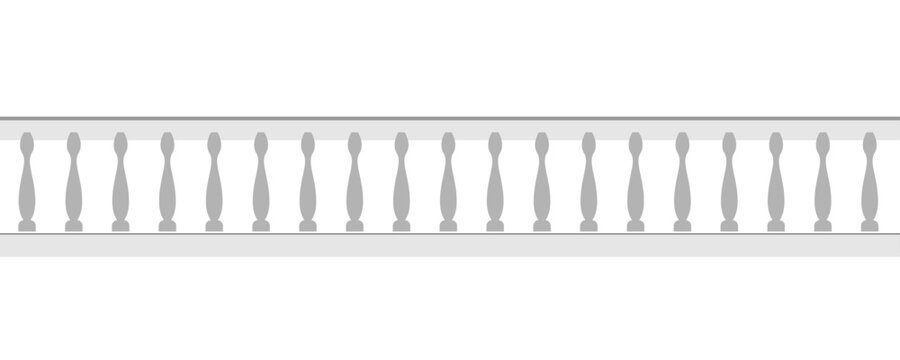 Classic white stone or plaster balustrade isolated on a white background.