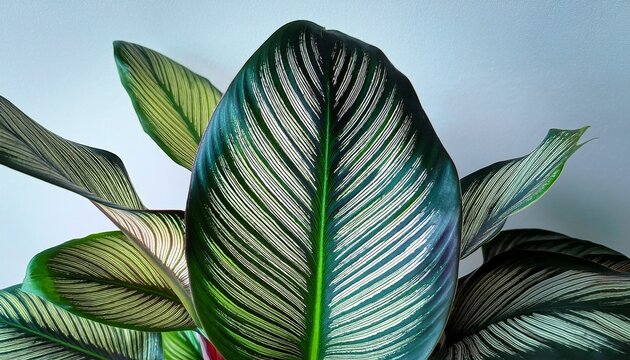 Calathea Makoyana Known As Peacock Calathea The Peacock Plant Prayer Plant Growing Indoors Close Up Of Striped Leaves